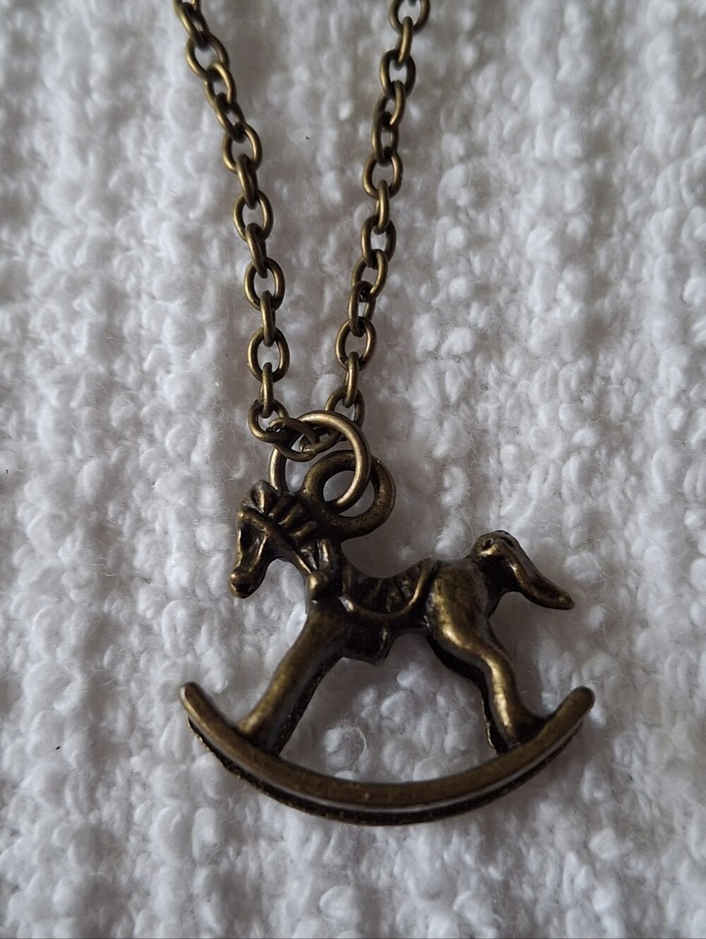 Antique Bronze 3D Rocking Horse Pendant With 18" Necklace
